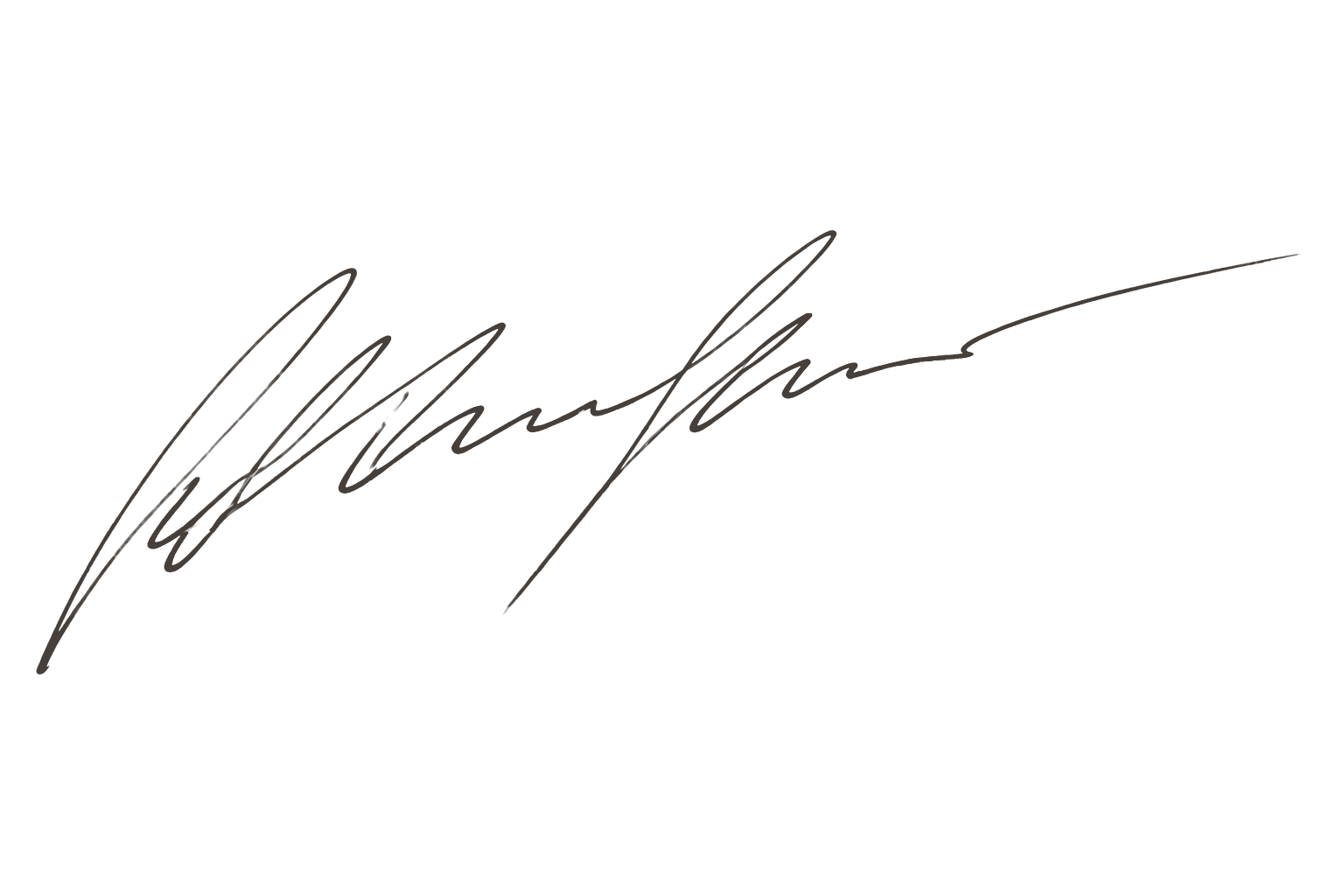 Handwritten signature with the desk shadow and paper removed on transparency